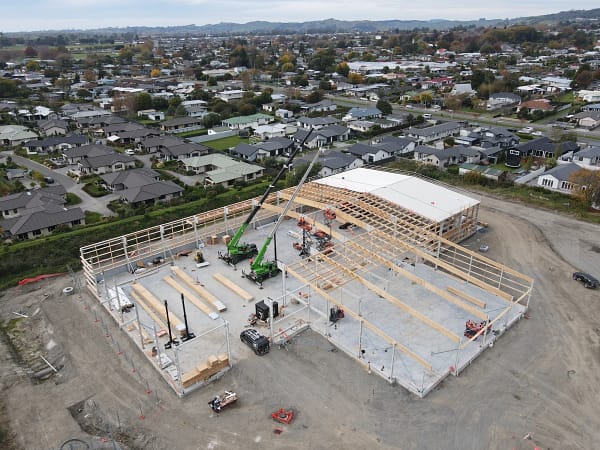 TUMU Building Supplies Havelock North industrial build aerial view. Image courtesy PGC Constructors