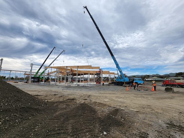 TUMU Building Supplies Havelock North industrial build featuring TimberSpan. Image courtesy PGC Constructors