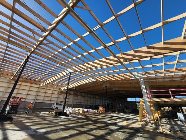 TUMU Building Supplies Havelock North industrial build interior construction showcasing TimberSpan. Image courtesy PGC Constructors